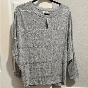 247 Gray Women's Crew Neck Sweater with Sequin Details